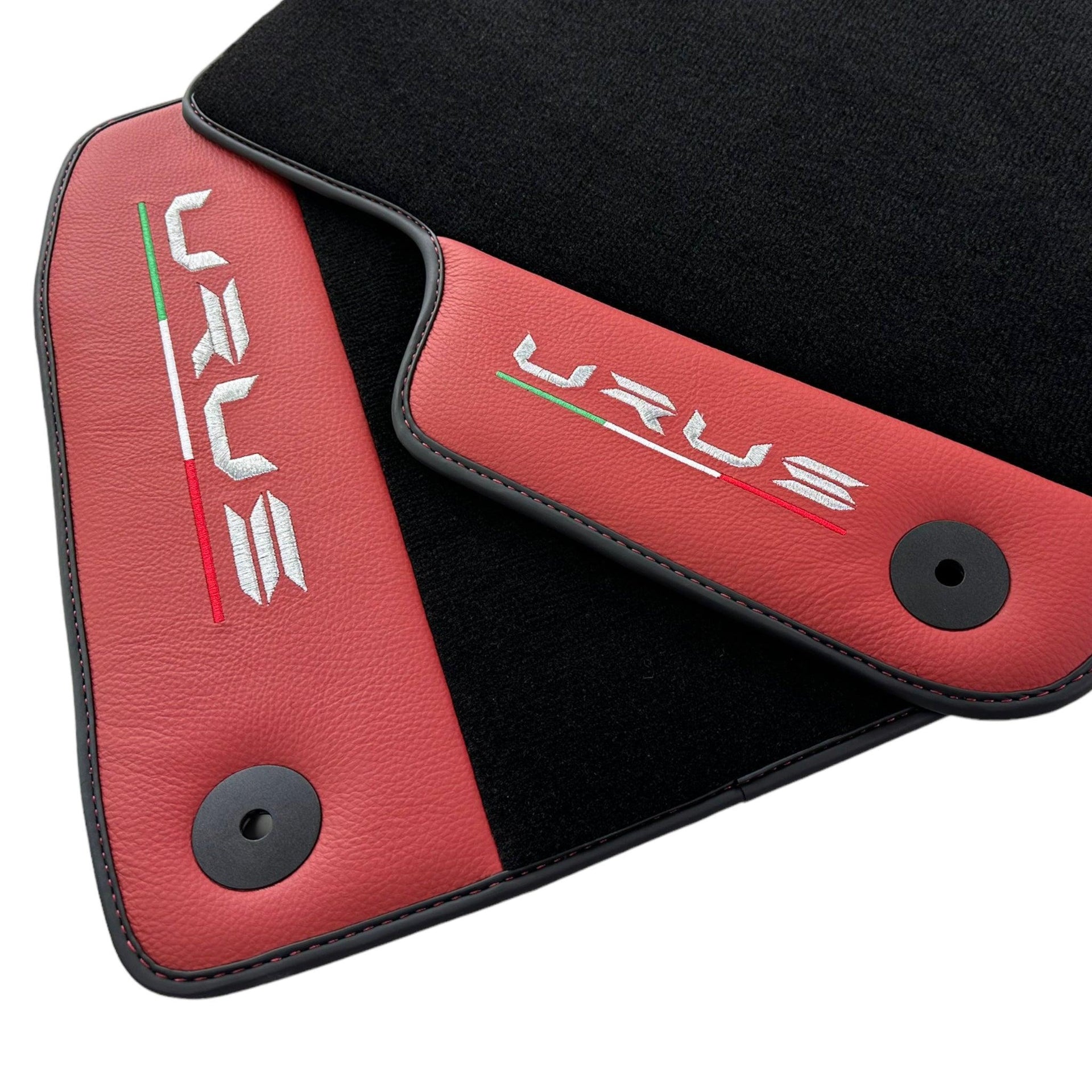 Black Floor Mats for Lamborghini Urus With Red Leather - AutoWin