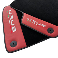 Black Floor Mats for Lamborghini Urus With Red Leather - AutoWin