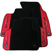 Black Floor Mats for Lamborghini Urus with Red Nappa Leather - AutoWin