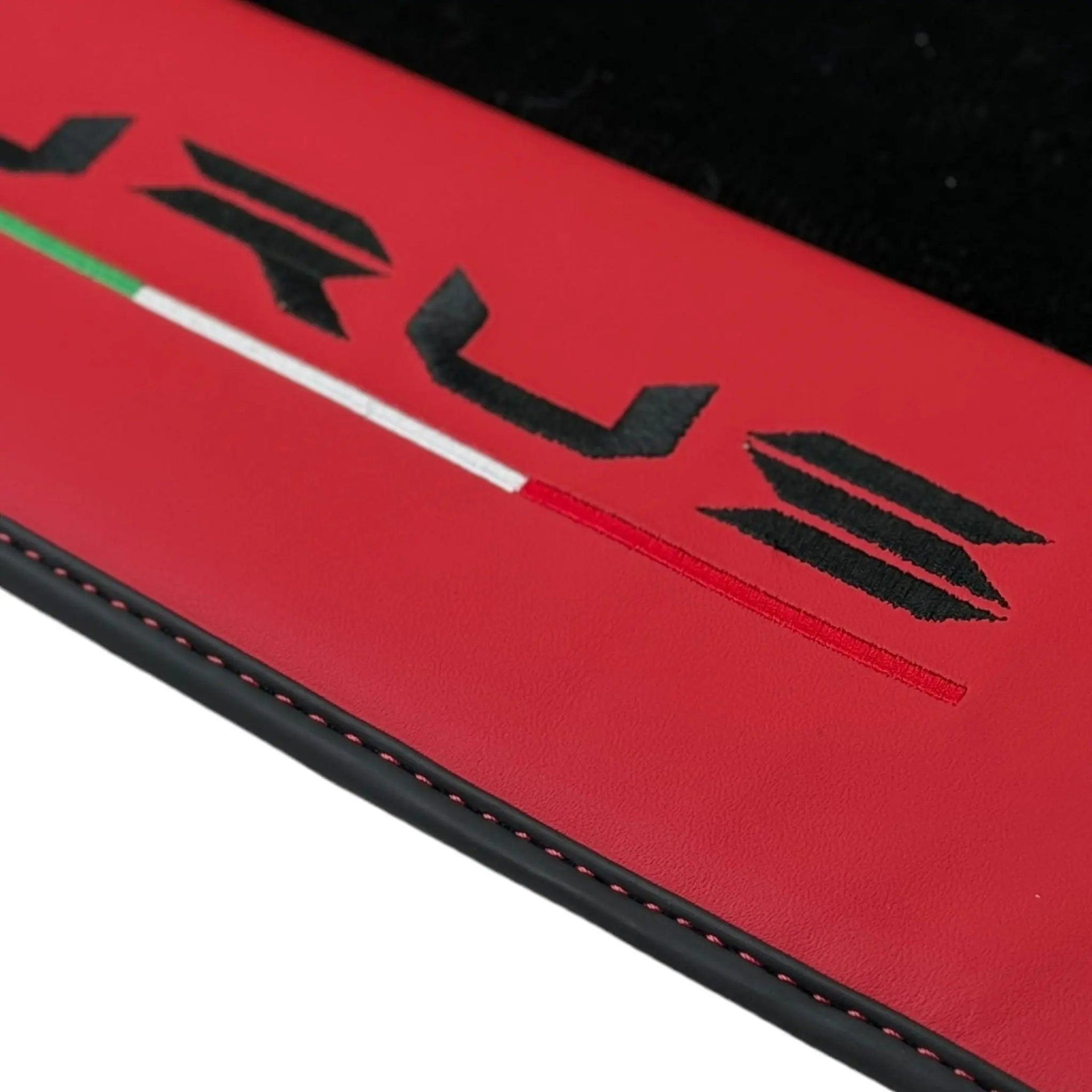 Black Floor Mats for Lamborghini Urus with Red Nappa Leather - AutoWin