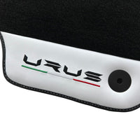 Black Floor Mats for Lamborghini Urus With White Leather - AutoWin