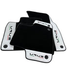Black Floor Mats for Lamborghini Urus With White Leather - AutoWin