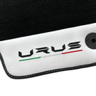 Black Floor Mats for Lamborghini Urus With White Leather - AutoWin