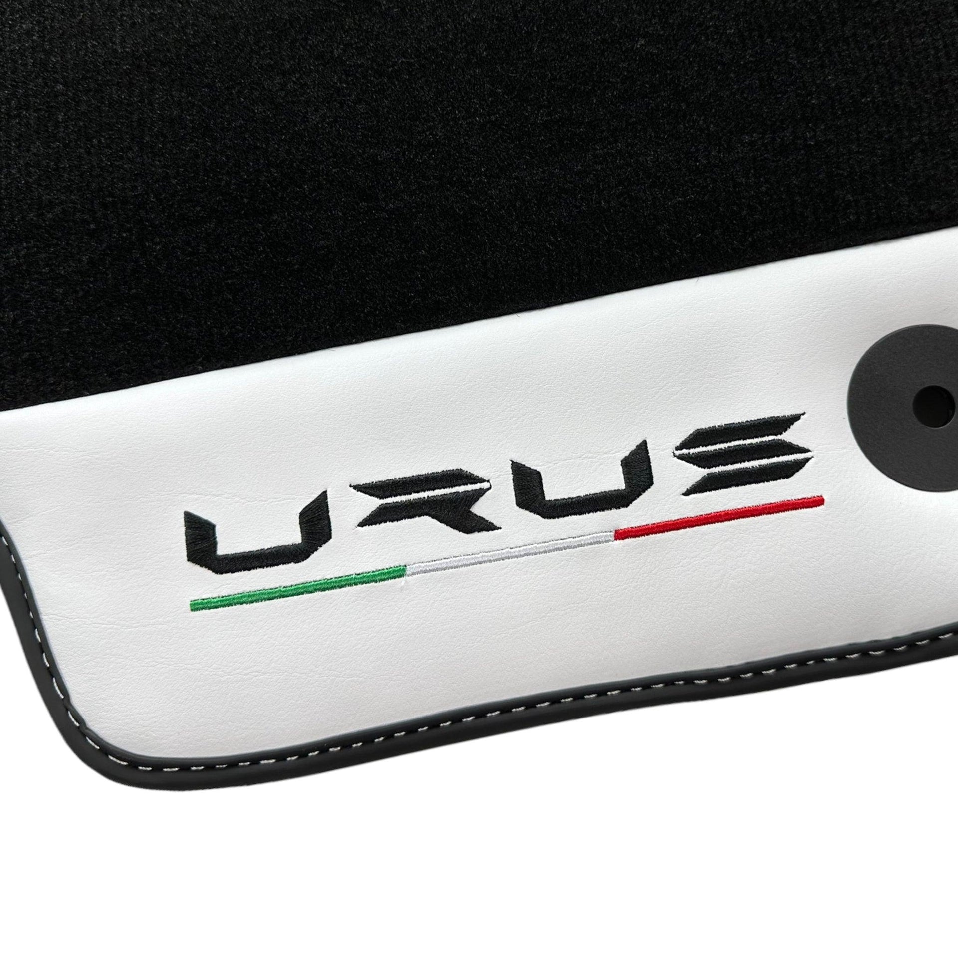 Black Floor Mats for Lamborghini Urus With White Leather - AutoWin