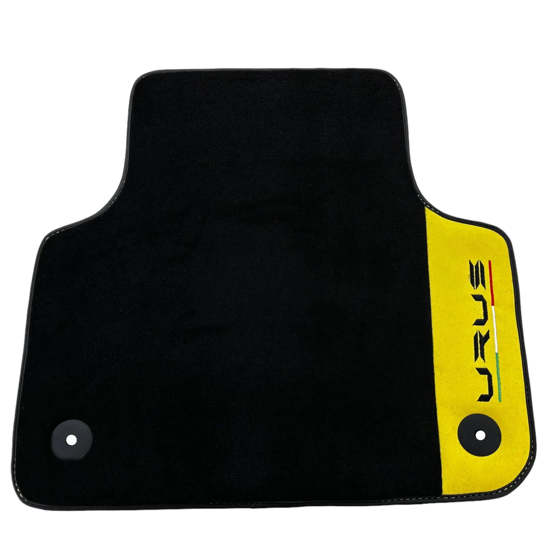 Black Floor Mats For Lamborghini Urus With Yellow Alcantara Leather - AutoWin
