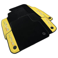 Black Floor Mats for Lamborghini Urus With Yellow Leather - AutoWin