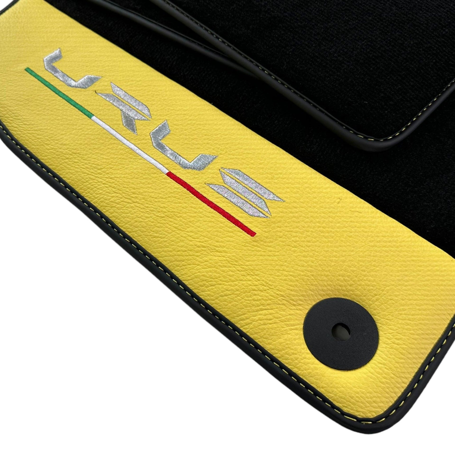 Black Floor Mats for Lamborghini Urus With Yellow Leather - AutoWin