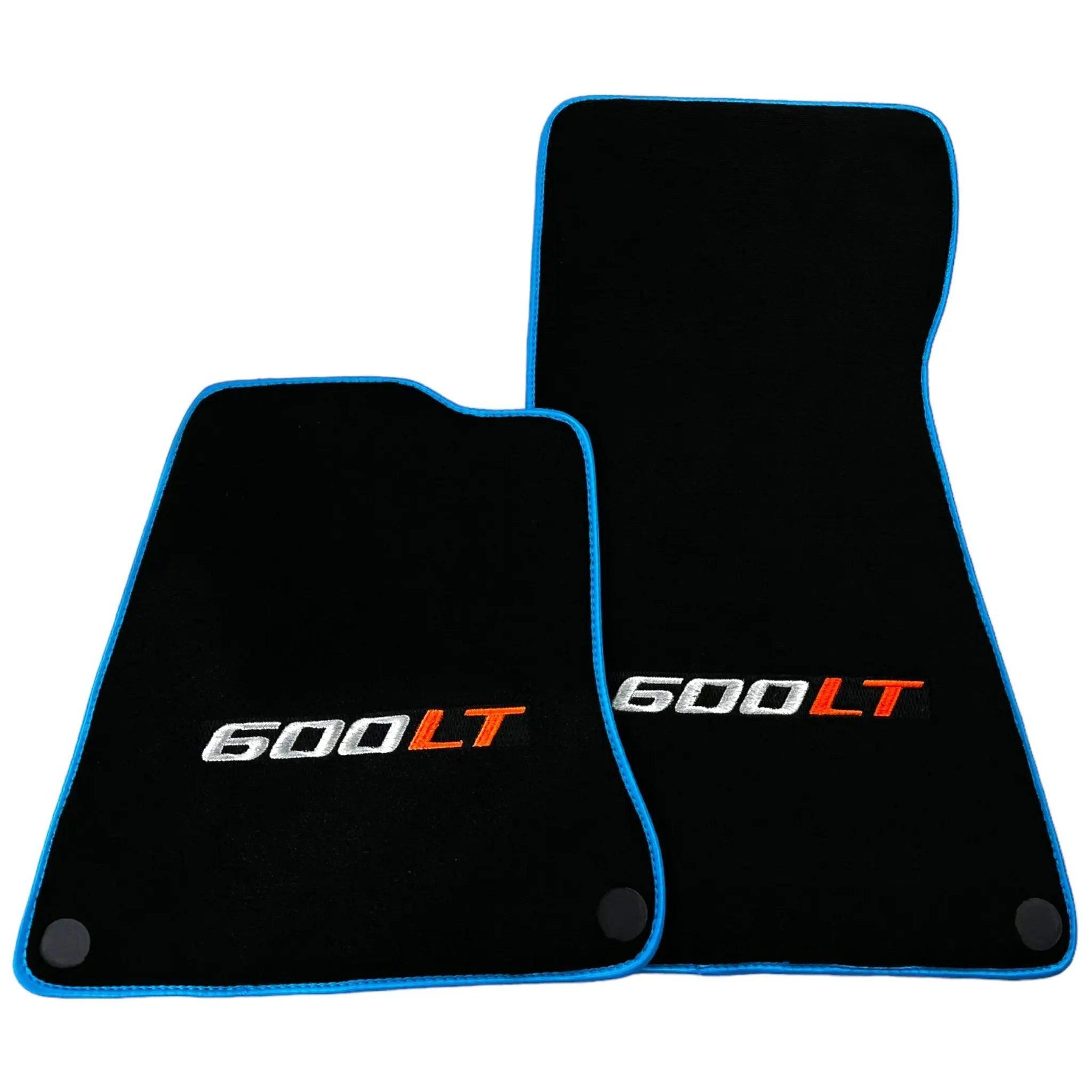Black Floor Mats for McLaren 600 LT (2018-2020) With Blue Trim - AutoWin