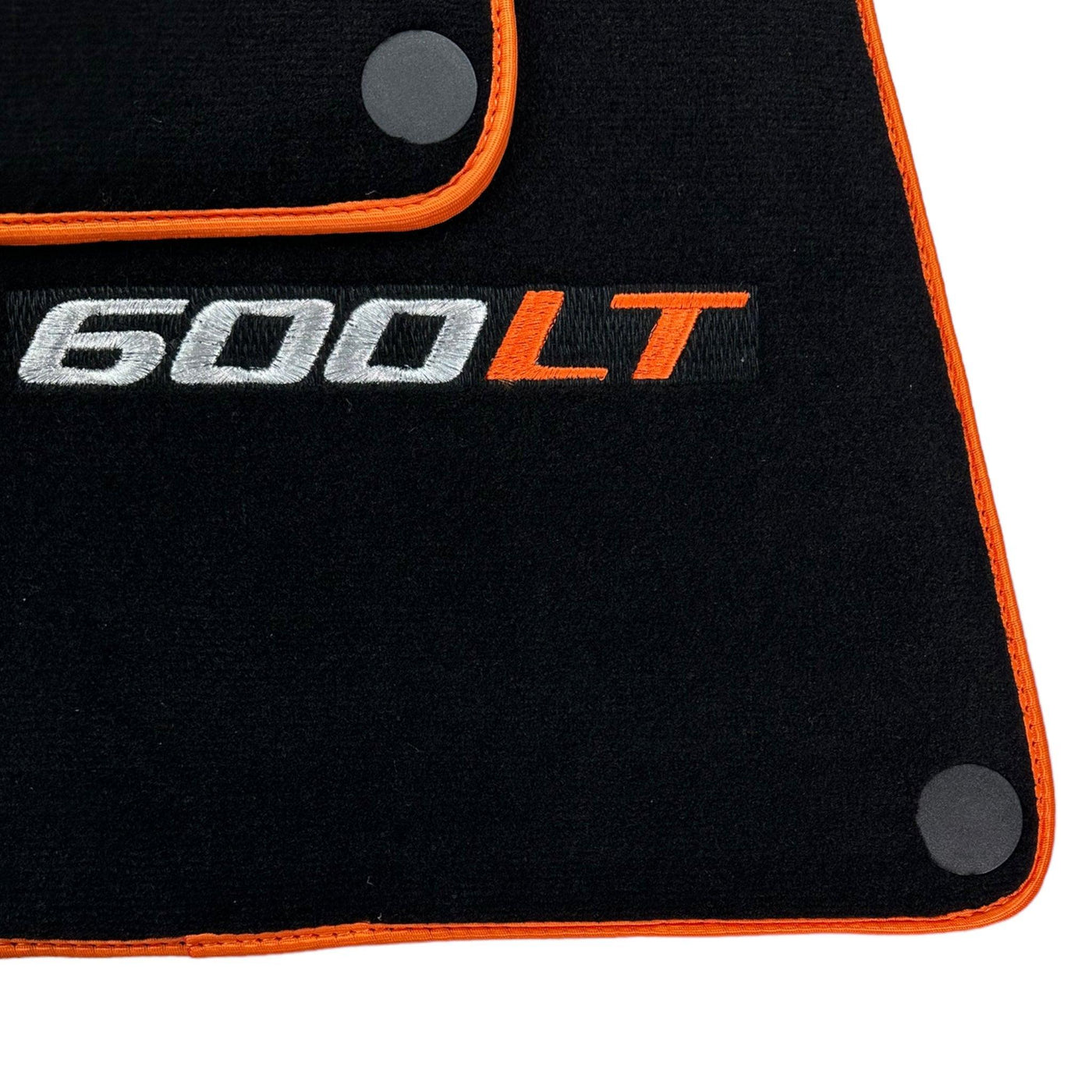 Black Floor Mats for McLaren 600 LT (2018-2020) With Orange Trim - AutoWin
