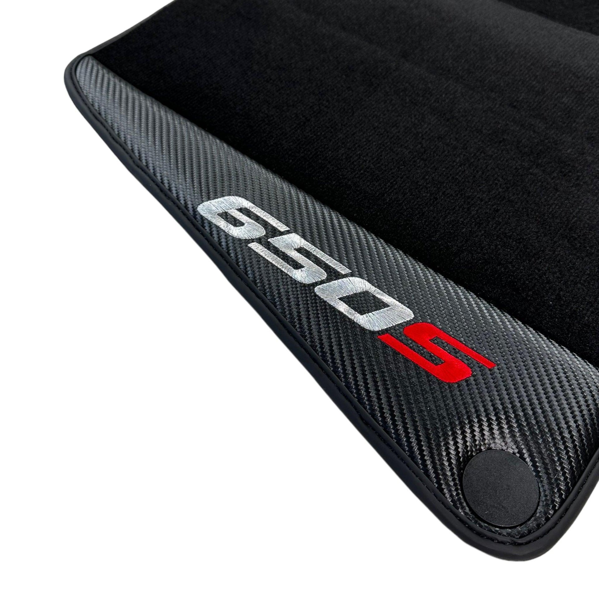Black Floor Mats For McLaren 650S Black Tailored With Carbon Leather - AutoWin