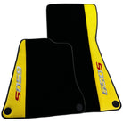Black Floor Mats For McLaren 650S Black Tailored With Yellow Leather - AutoWin