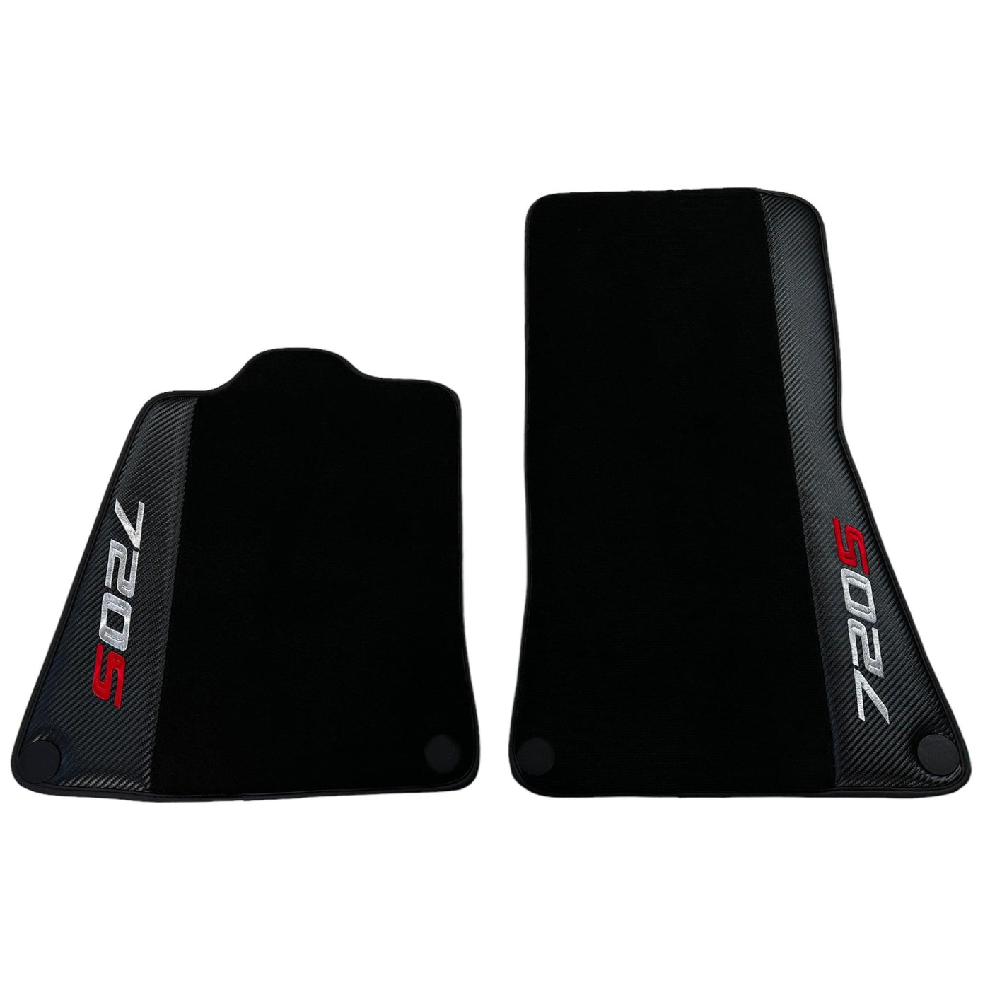 Black Floor Mats For McLaren 720S (2017-2021) with Carbon Leather - AutoWin