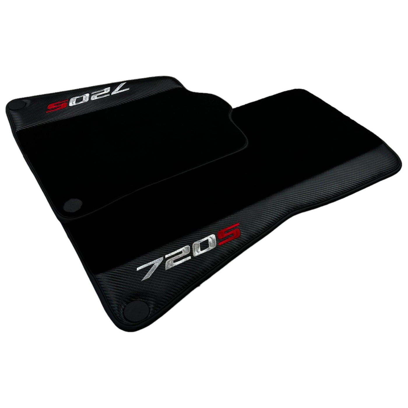 Black Floor Mats For McLaren 720S (2017-2021) with Carbon Leather - AutoWin