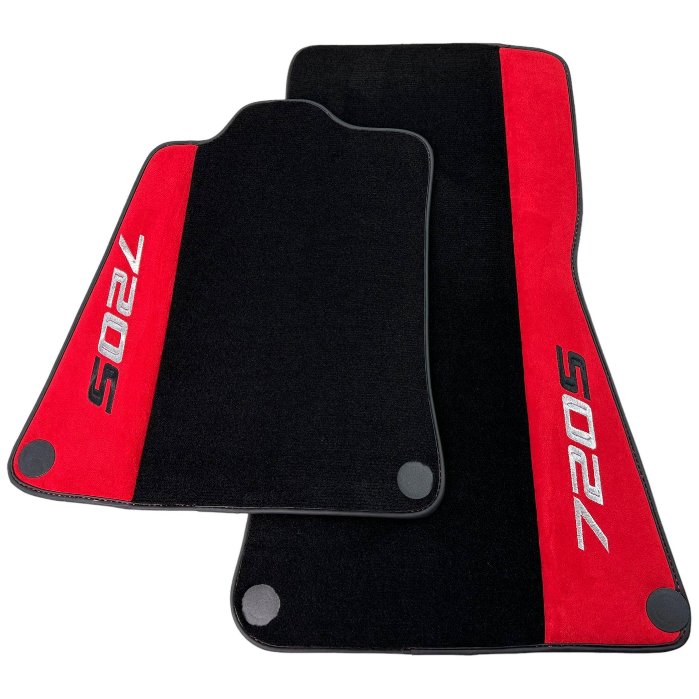Black Floor Mats For McLaren 720S Year 2017-2021 With Red Alcantara Leather - AutoWin