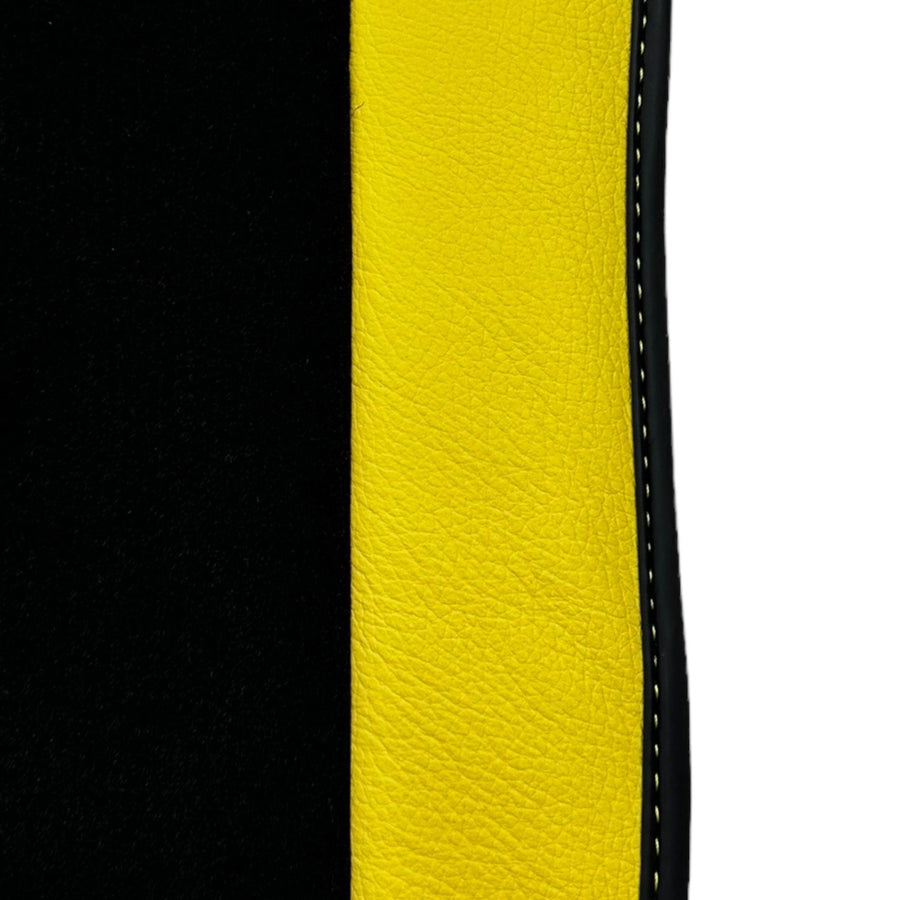 Black Floor Mats For McLaren 720S Year 2017-2021 With Yellow Leather - AutoWin