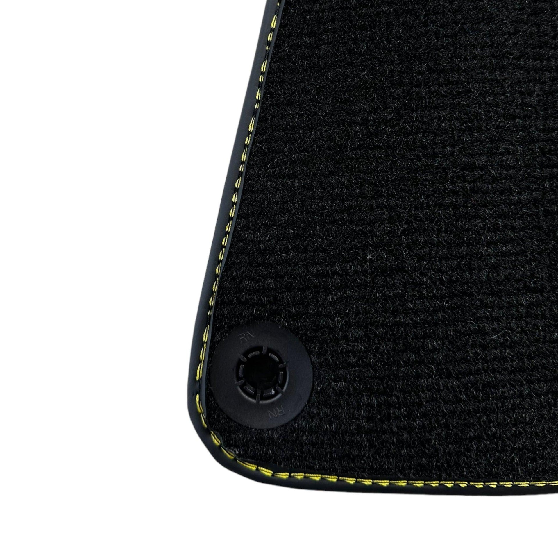 Black Floor Mats For McLaren 720S Year 2017-2021 With Yellow Leather - AutoWin