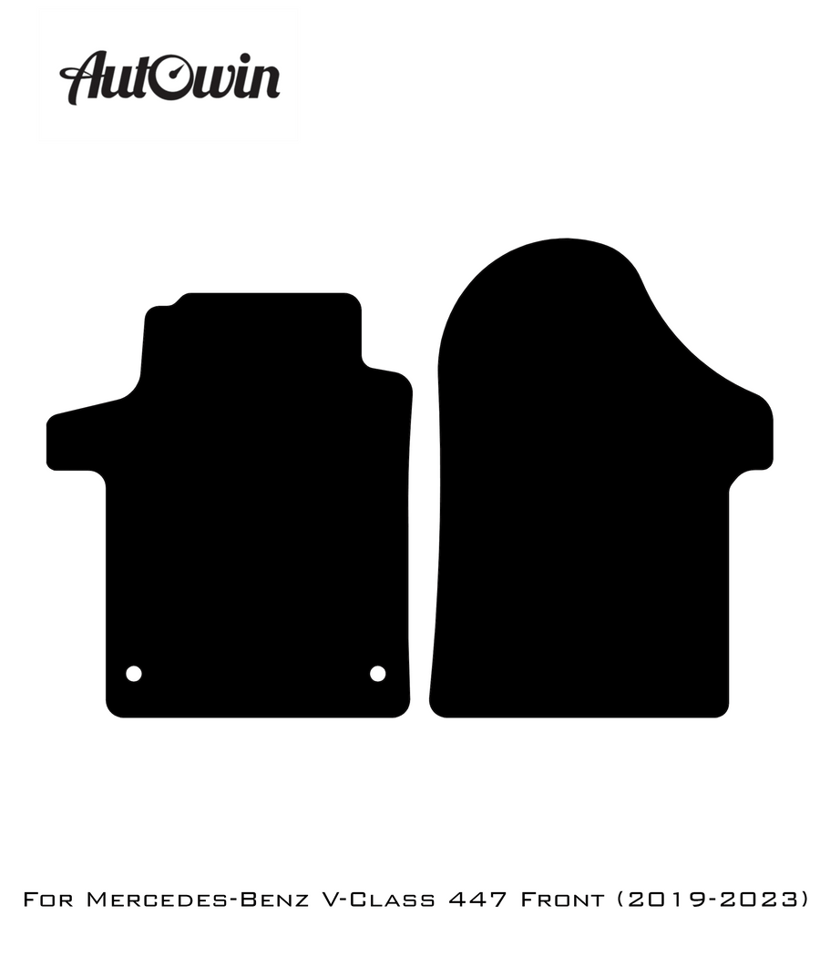 Black Floor Mats For Mercedes Benz V-Class 447 Front (2019-2023) | Limited Edition - AutoWin