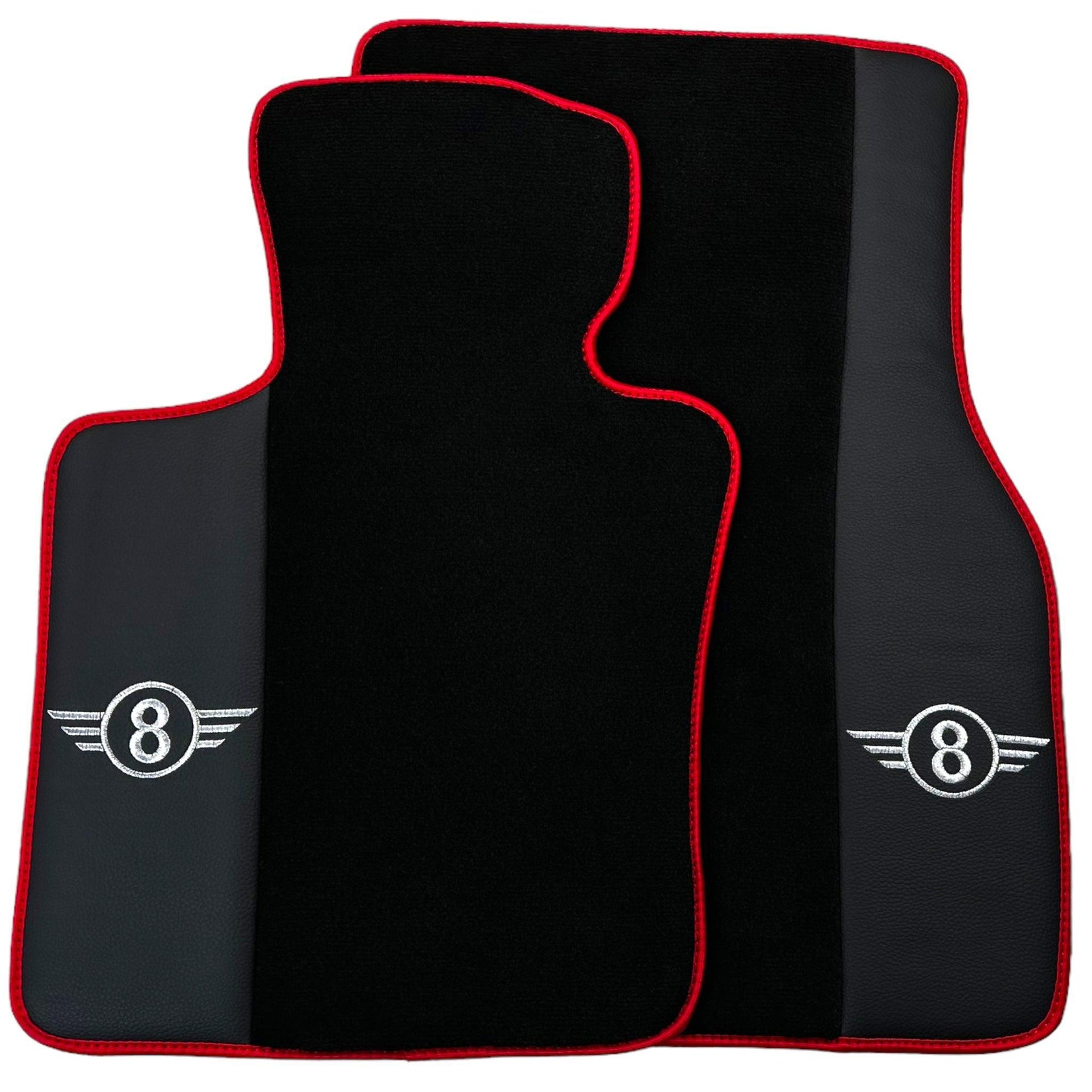 Black Floor Mats for Mini Cabrio F57 Convertible (2016-2023) With Leather | Red Trim - AutoWin