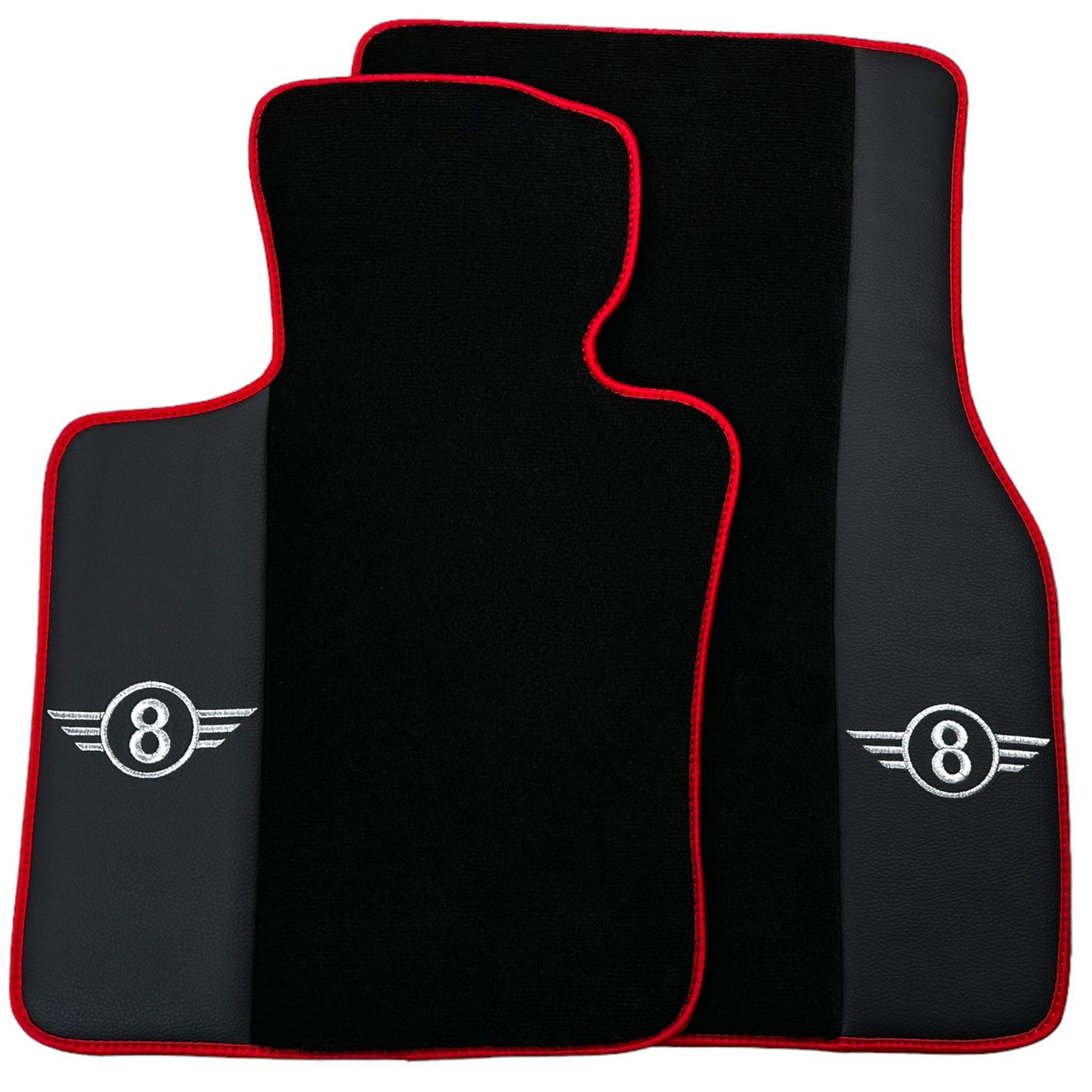 Black Floor Mats for Mini Cabrio R52 Convertible (2004-2009) With Leather | Red Trim - AutoWin