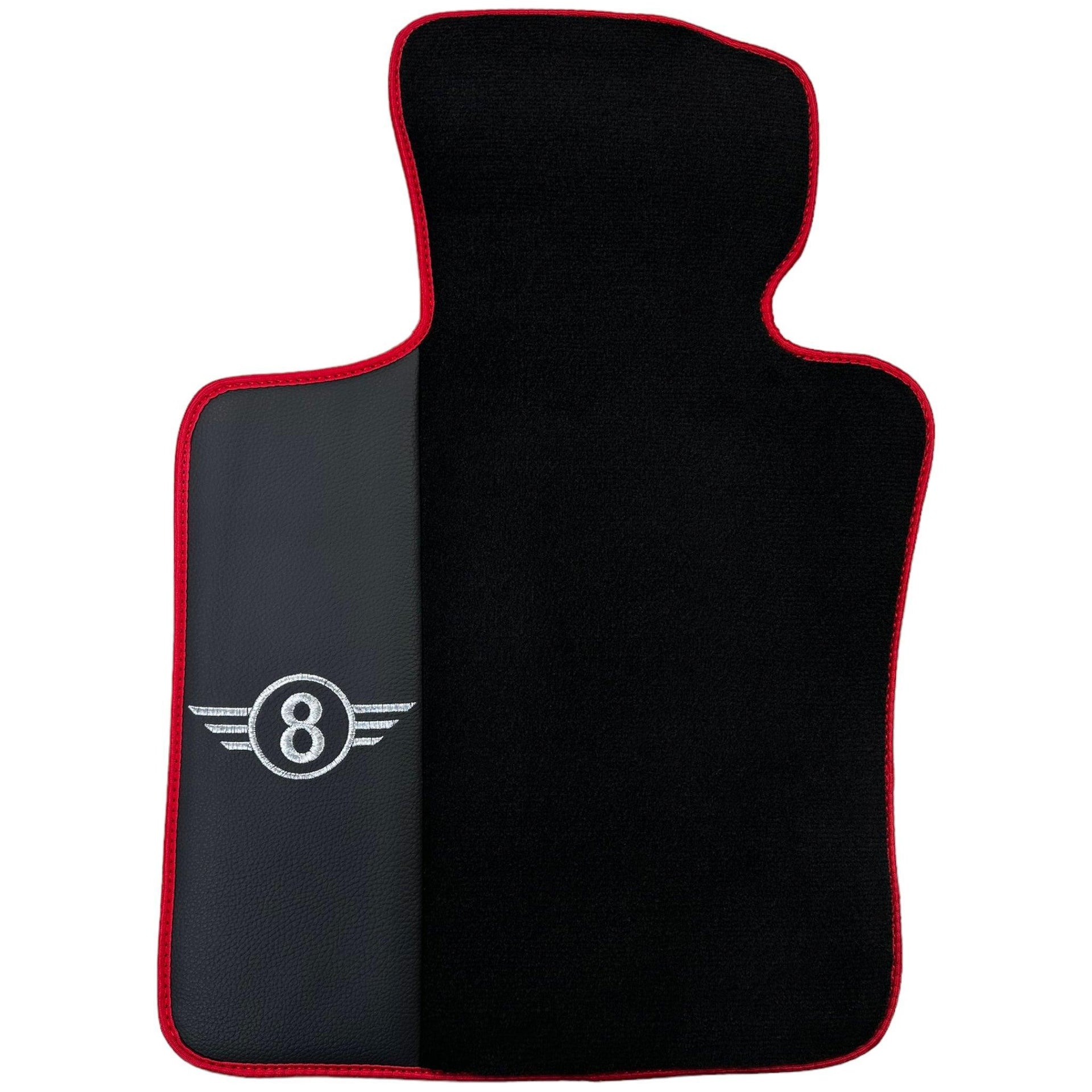 Black Floor Mats for Mini Cabrio R52 Convertible (2004-2009) With Leather | Red Trim - AutoWin
