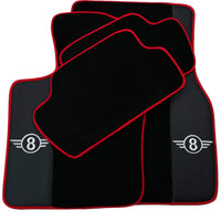 Black Floor Mats for Mini Clubman F54 (2019-2023) With Leather | Red Trim - AutoWin