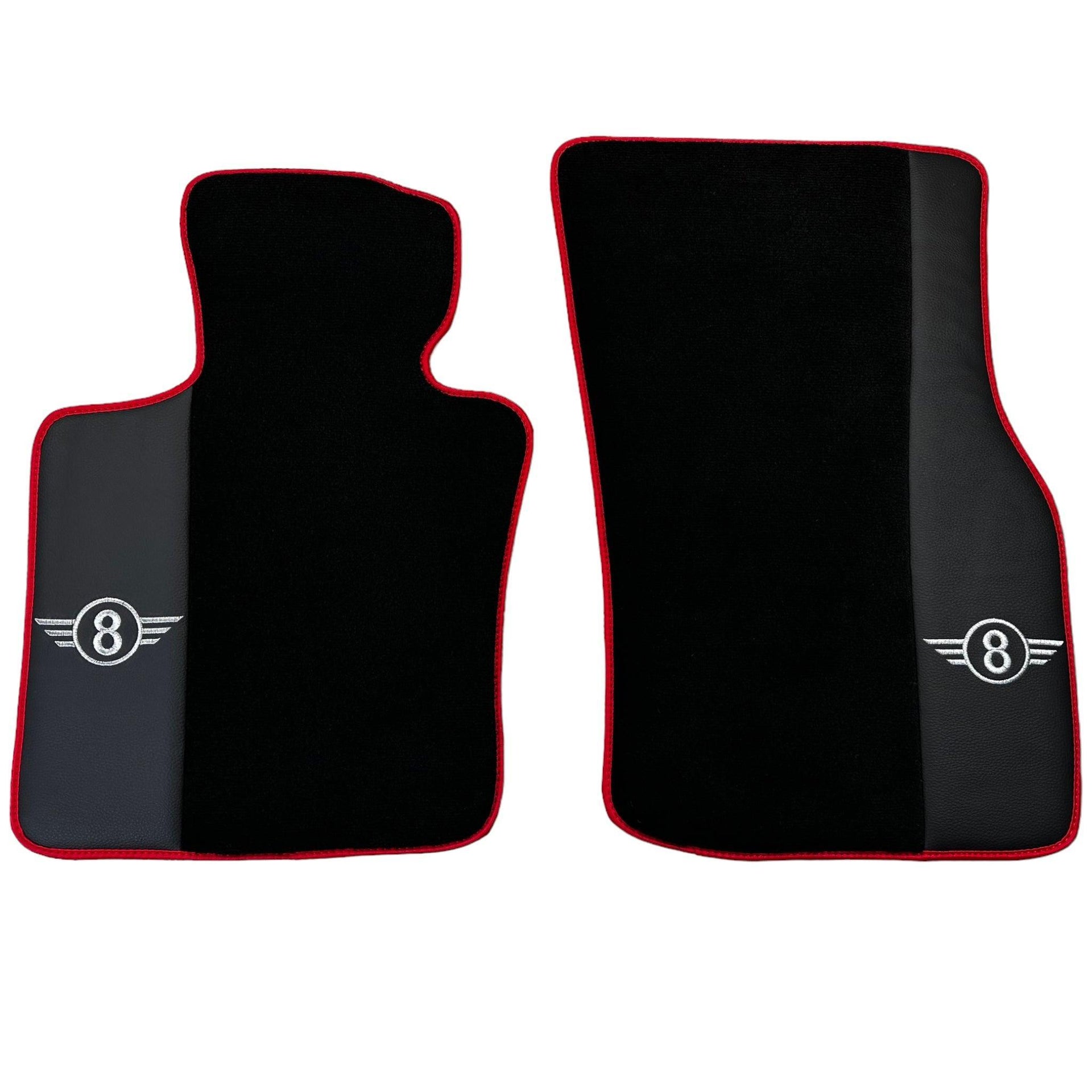 Black Floor Mats for Mini Clubman F54 (2019-2023) With Leather | Red Trim - AutoWin