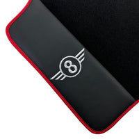 Black Floor Mats for Mini Cooper F56 (2013-2022) with Leather and Red Trim - AutoWin