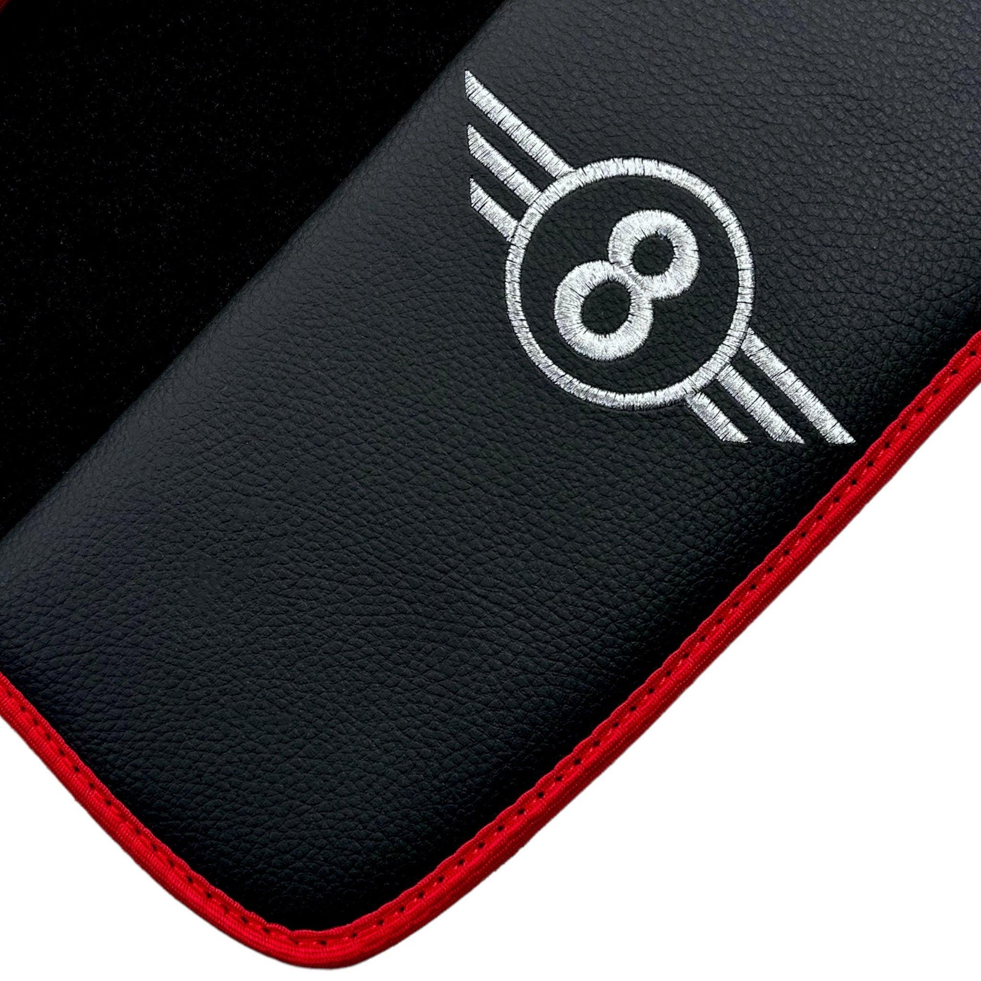 Black Floor Mats for Mini Cooper / One F55 5-doors (2015-2023) With Leather | Red Trim - AutoWin
