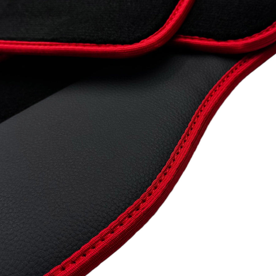 Black Floor Mats for Mini Cooper / One F55 5-doors (2015-2023) With Leather | Red Trim - AutoWin
