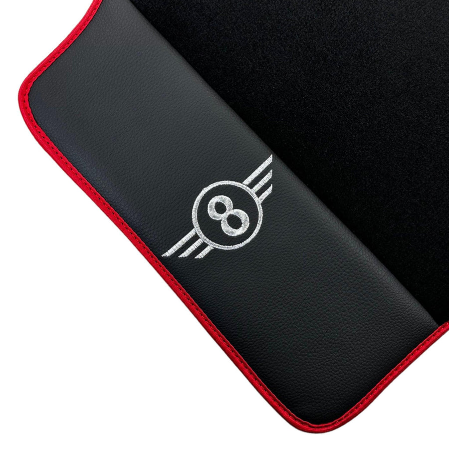 Black Floor Mats for Mini Cooper / One F55 5-doors (2015-2023) With Leather | Red Trim - AutoWin