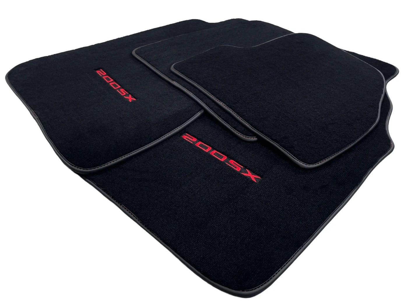 Black Floor Mats For Nissan 200 SX (1989-1994) With Red Logo - AutoWin