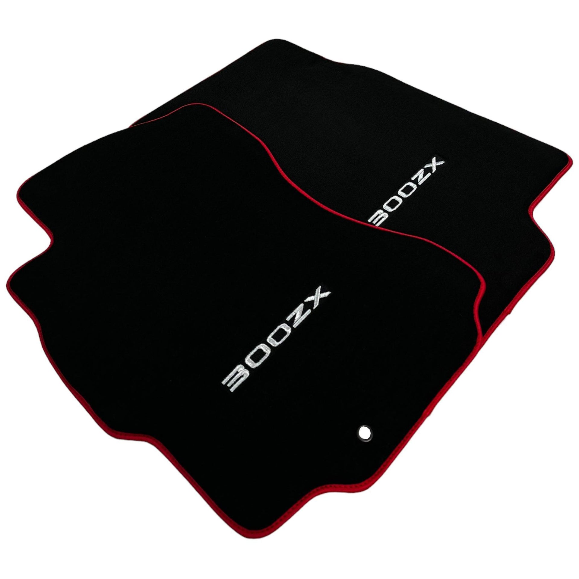 Black Floor Mats For Nissan 300ZX (1990-2000) Red Trim - AutoWin