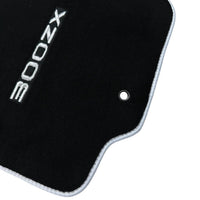 Black Floor Mats For Nissan 300ZX (1990-2000) with White Trim - AutoWin