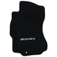 Black Floor Mats For Nissan 300ZX (1990-2000) with White Trim - AutoWin