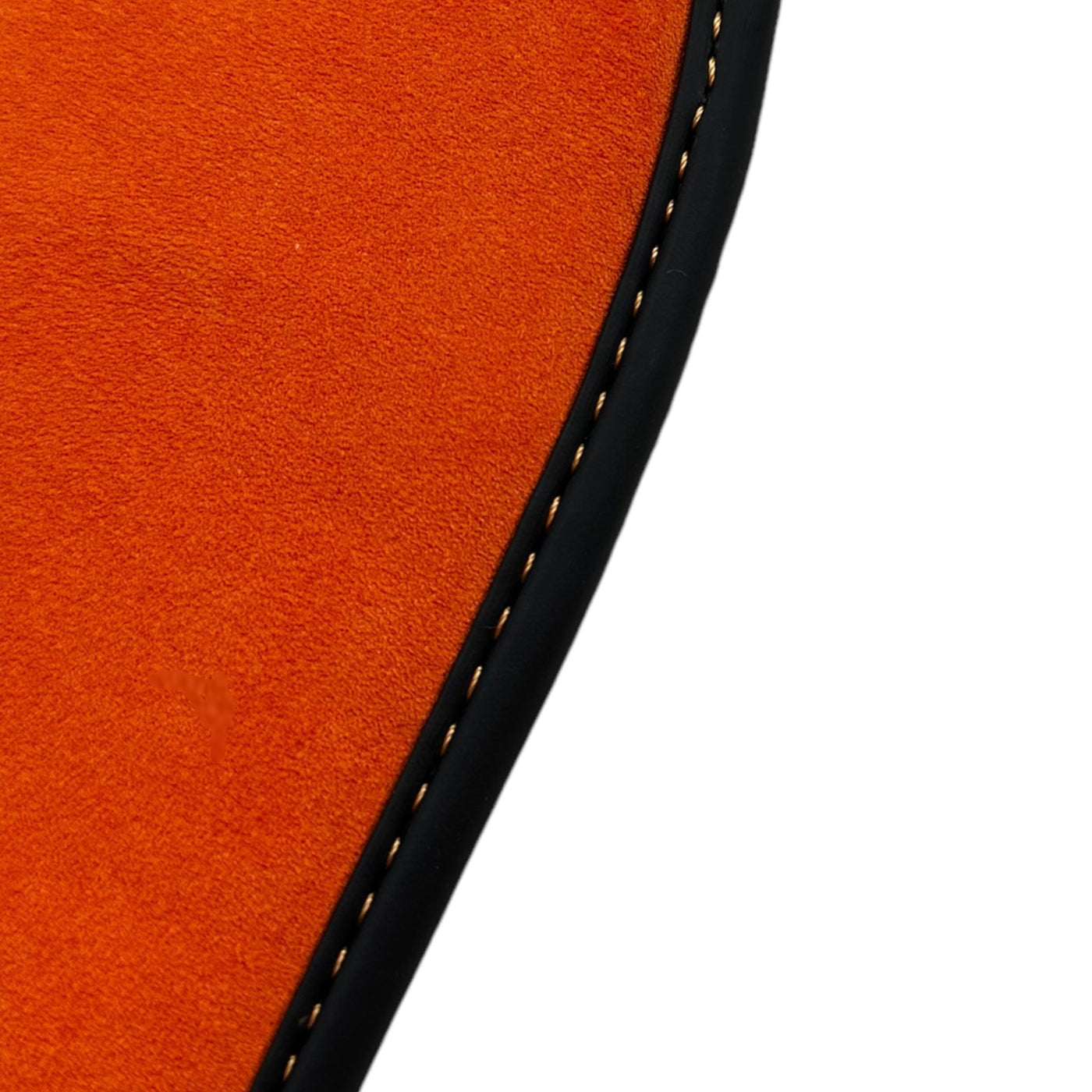 Black Floor Mats for Porsche 718 Cayman (2017-2023) with Orange Alcantara Leather ER56 Design - AutoWin