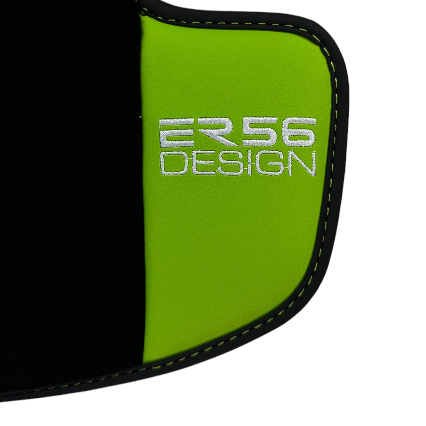 Black Floor Mats for Porsche 911 - 991 (2012-2019) with Green Leather ER56 Design - AutoWin