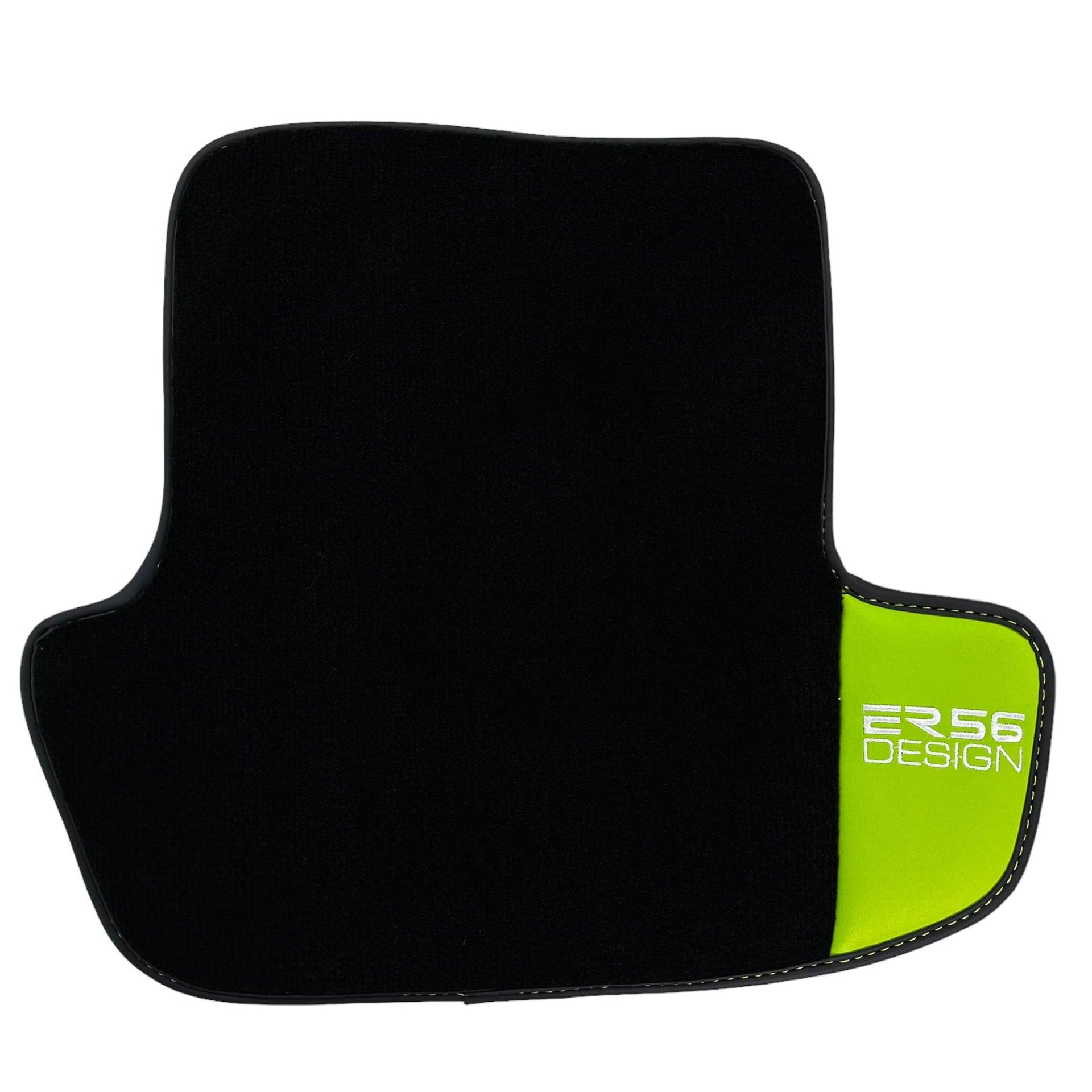 Black Floor Mats for Porsche 911 - 991 (2012-2019) with Green Leather ER56 Design - AutoWin