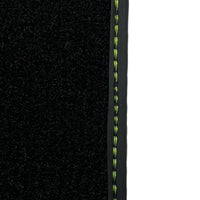 Black Floor Mats for Porsche 911 - 991 (2012-2019) with Green Leather ER56 Design - AutoWin