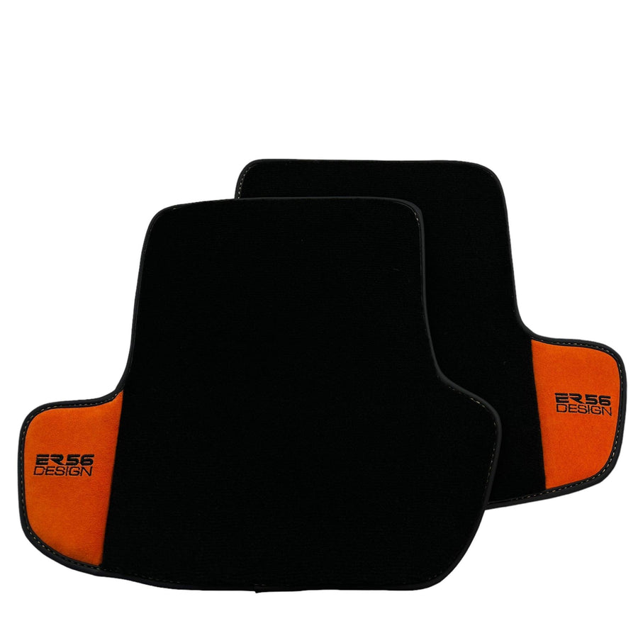 Black Floor Mats for Porsche 911 - 992 (2019-2024) Orange Alcantara ER56 Design - AutoWin