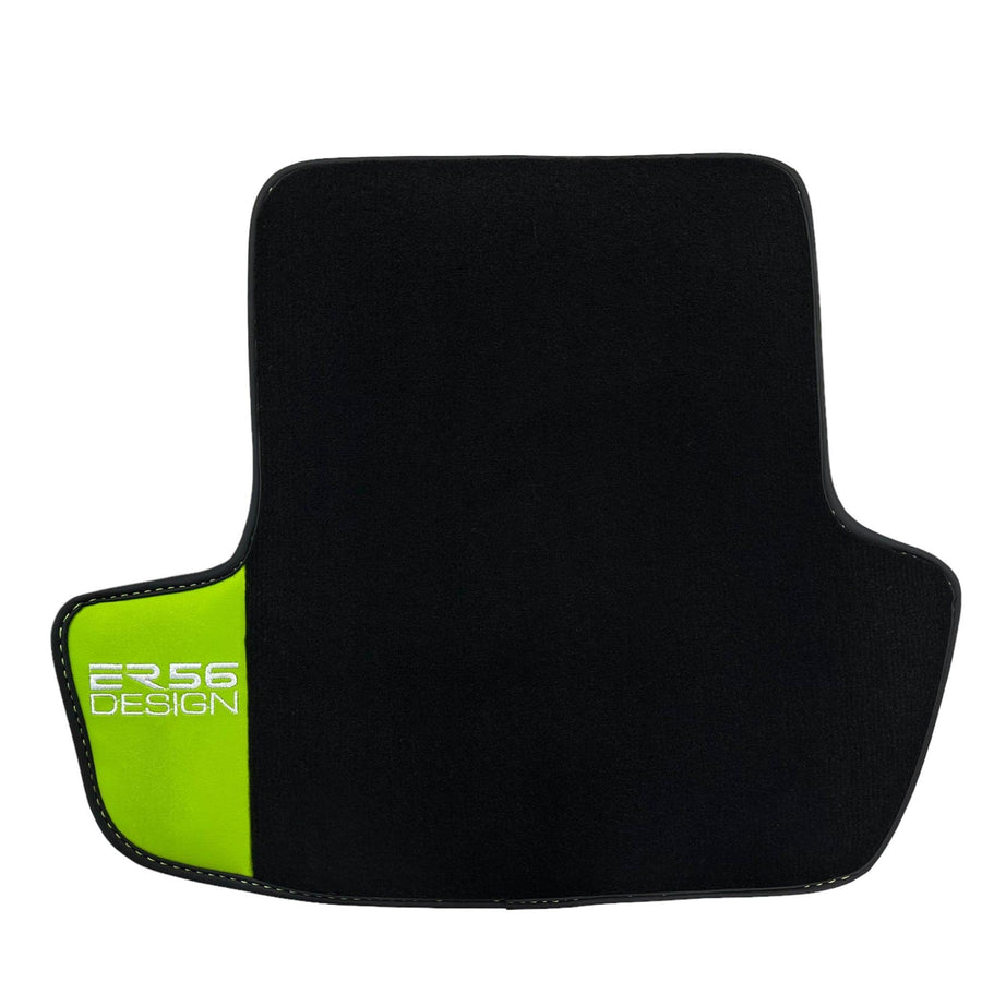 Black Floor Mats for Porsche 911 - 992 (2019-2024) with Green Leather ER56 Design - AutoWin