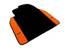 Black Floor Mats for Porsche 987 Boxster (2005-2012) with Orange Alcantara Leather ER56 Design - AutoWin