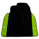 Black Floor Mats for Porsche 987 Cayman (2009-2012) with Green Leather ER56 Design - AutoWin