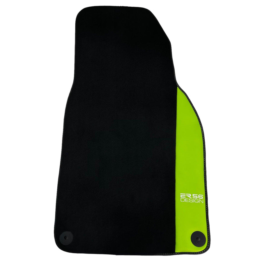 Black Floor Mats for Porsche Cayenne (2018-2023) with Green Leather ER56 Design - AutoWin