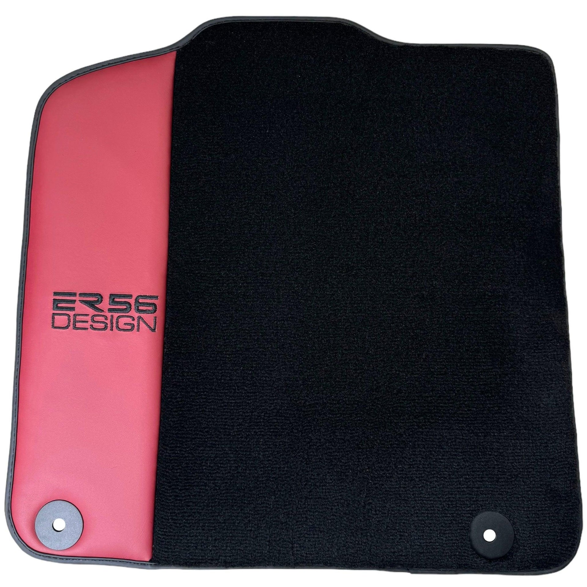 Black Floor Mats for Porsche Macan (2014-2023) with Bordeaux Nappa Leather | ER56 Design - AutoWin