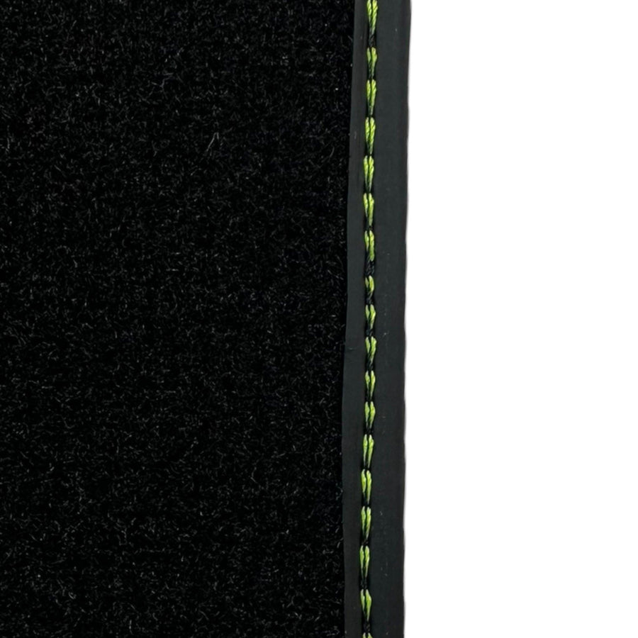 Black Floor Mats for Porsche Macan (2014-2023) with Green Leather ER56 Design - AutoWin