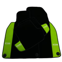 Black Floor Mats for Porsche Panamera (2009-2016) with Green Leather ER56 Design - AutoWin