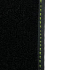 Black Floor Mats for Porsche Panamera (2009-2016) with Green Leather ER56 Design - AutoWin