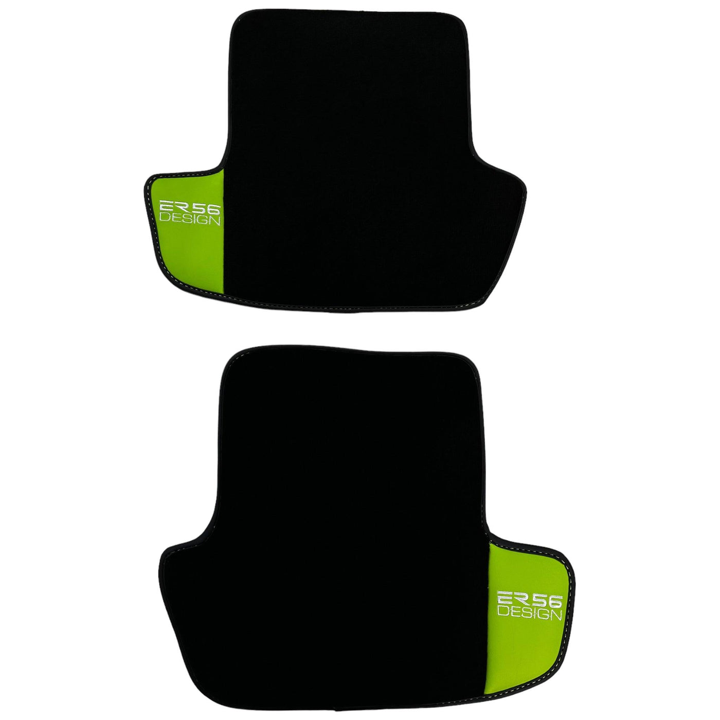 Black Floor Mats for Porsche Panamera (2017-2023) with Green Leather ER56 Design - AutoWin