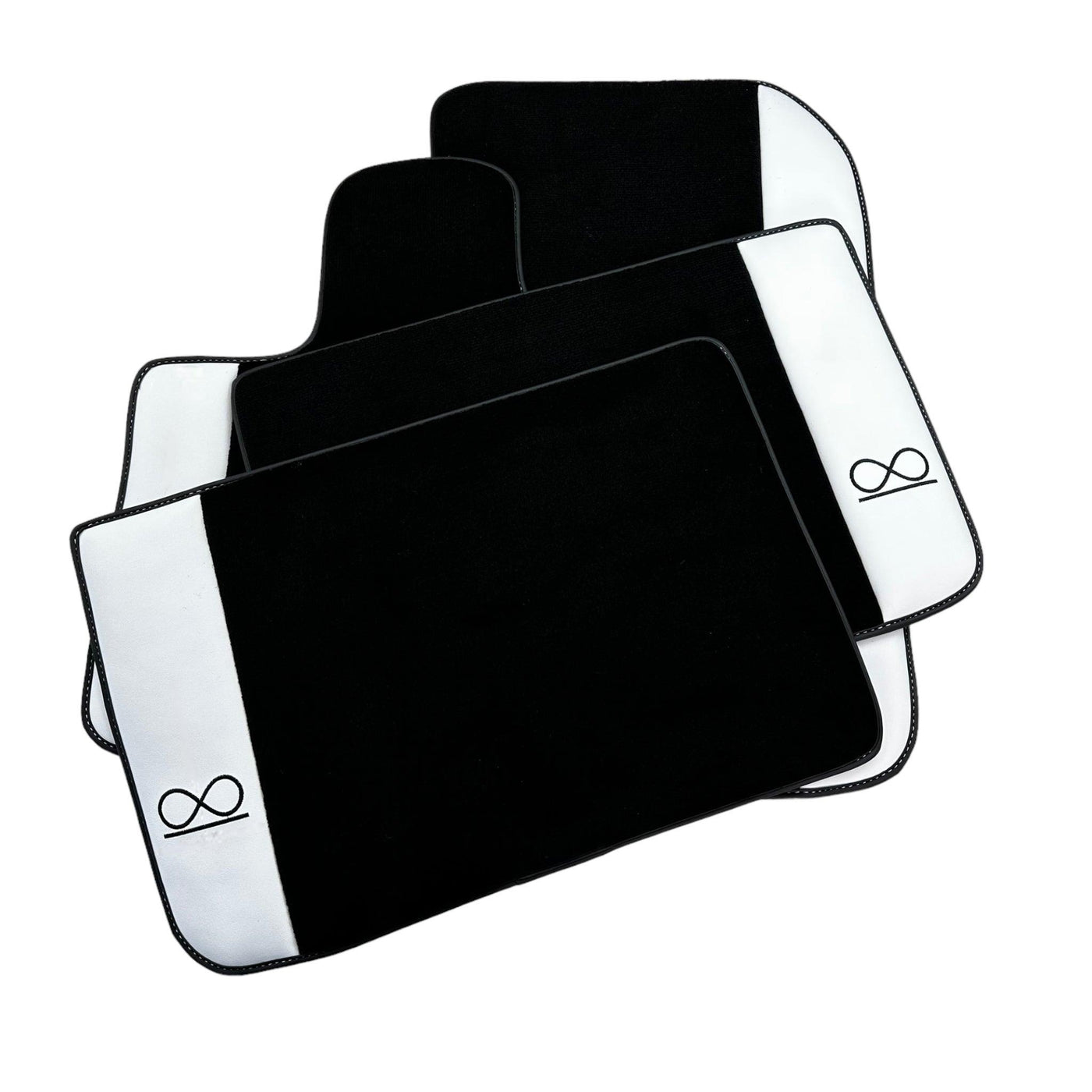 Black Floor Mats For Rolls Royce Black Badge Cullinan White Leather - AutoWin