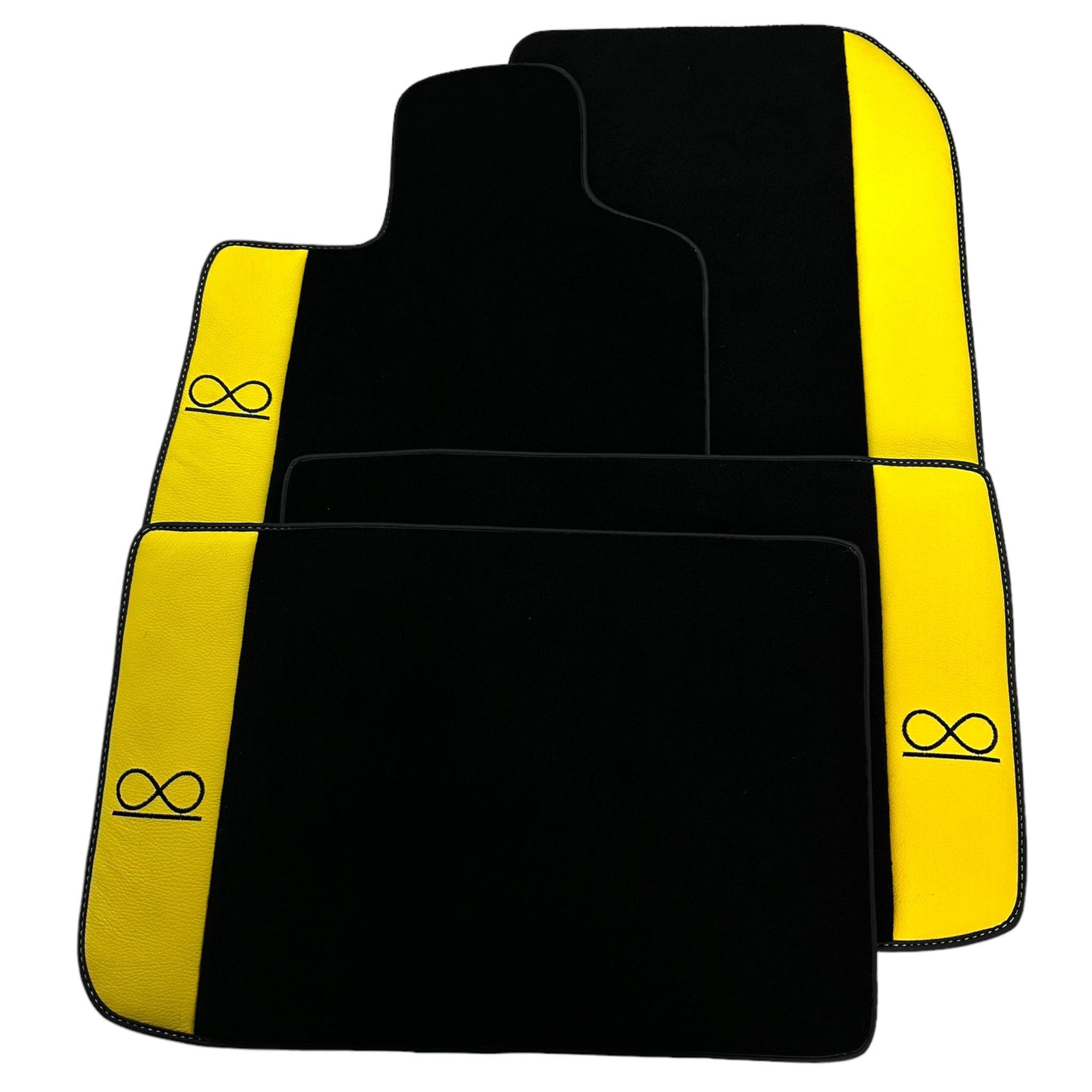 Black Floor Mats For Rolls Royce Black Badge Cullinan Yellow Leather - AutoWin